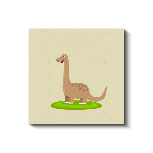Sevimli Dinozor - Yeşil Çimenlerde Dostumuz Kanvas Tablo
