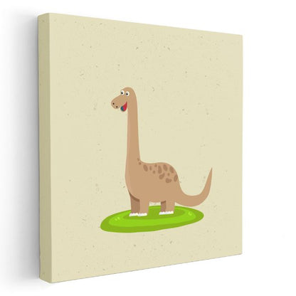 Sevimli Dinozor - Yeşil Çimenlerde Dostumuz Kanvas Tablo