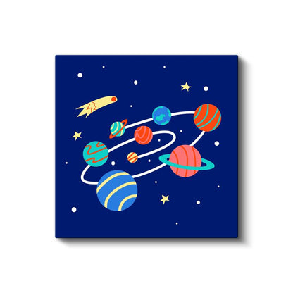 Gezegen Sistemi - Renkli Uzay Yolculuğu Kanvas Tablo