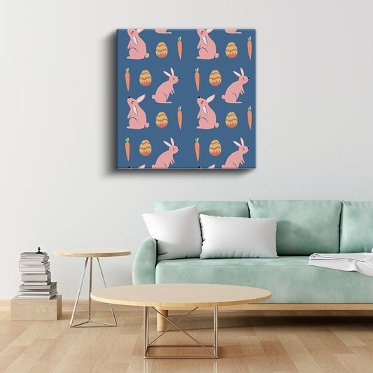 Paskalya Tavşanları - Havuç ve Yumurta Dostları Kanvas Tablo