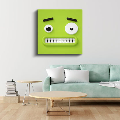 Yeşil Canavar - Komik Yüz İfadesi Kanvas Tablo