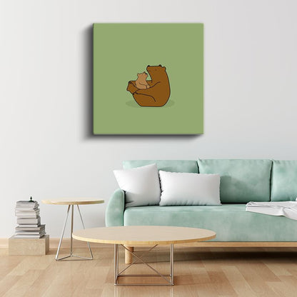 Ayı Ailesi - Sevgi Dolu Sarılma Kanvas Tablo