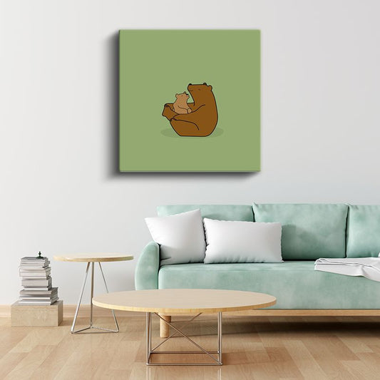 Ayı Ailesi - Sevgi Dolu Sarılma Kanvas Tablo