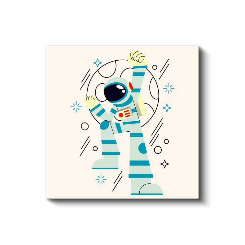 Minimalist Astronot - Mavi Uzay Yolcusu Kanvas Tablo