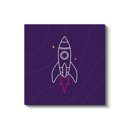 Mor Roket - Pembe Ateşli Uzay Yolculuğu Kanvas Tablo