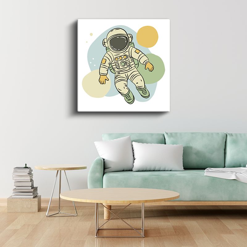 Uzay Roketi - Renkli Gezegenler Arasında Kanvas Tablo