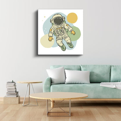 Uzay Roketi - Renkli Gezegenler Arasında Kanvas Tablo