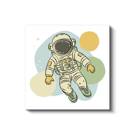 Uzay Roketi - Renkli Gezegenler Arasında Kanvas Tablo