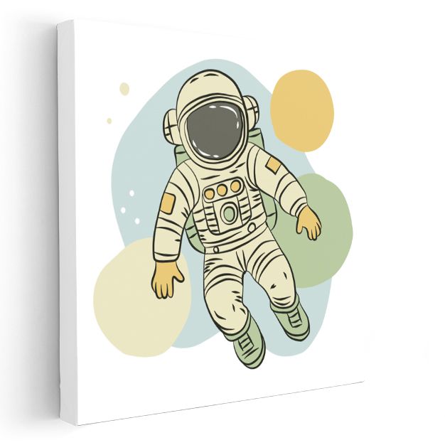 Uzay Roketi - Renkli Gezegenler Arasında Kanvas Tablo