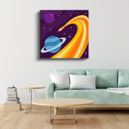 Mavi Astronot - Yıldızlı Gökyüzü Macerası Kanvas Tablo