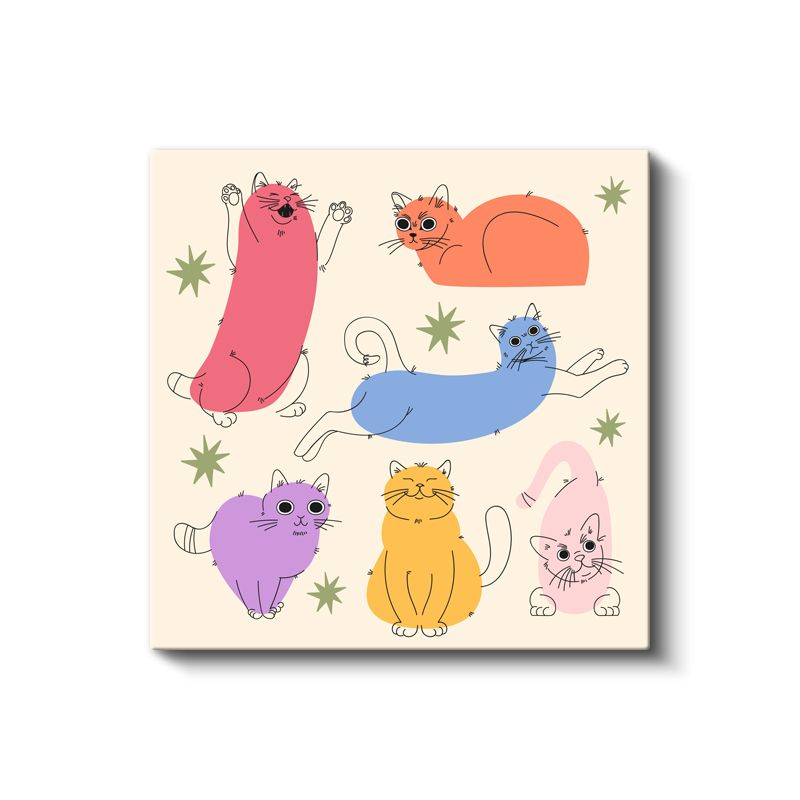 Renkli Kediler - Neşeli Dostlar Kanvas Tablo