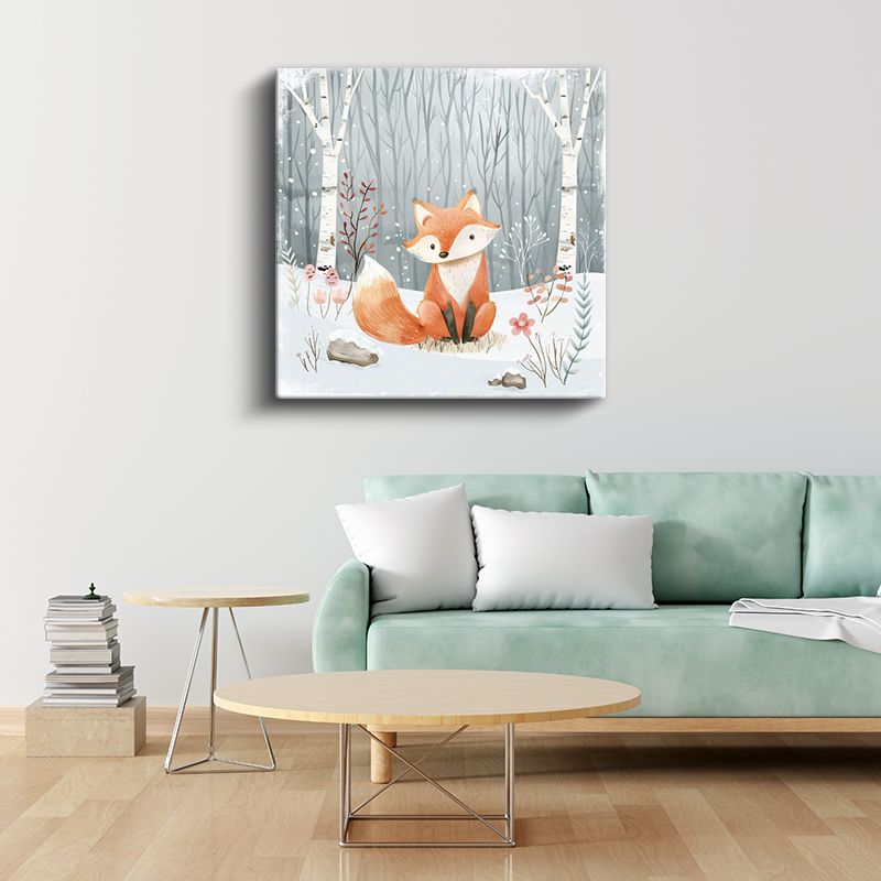 Kış Ormanındaki Tilki - Sevimli Orman Sakini Kanvas Tablo