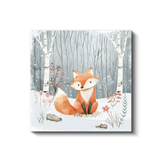 Kış Ormanındaki Tilki - Sevimli Orman Sakini Kanvas Tablo