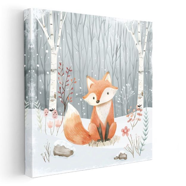 Kış Ormanındaki Tilki - Sevimli Orman Sakini Kanvas Tablo