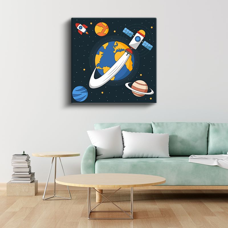Uzay Macerası - Gezegenler ve Roketler Kanvas Tablo