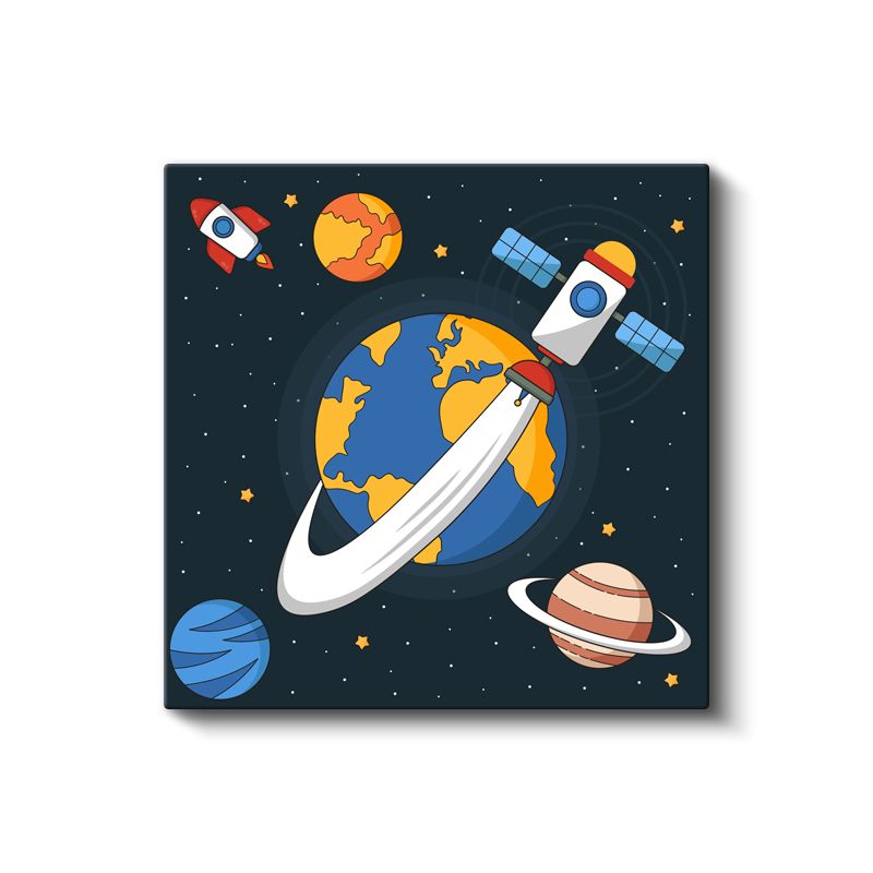Uzay Macerası - Gezegenler ve Roketler Kanvas Tablo