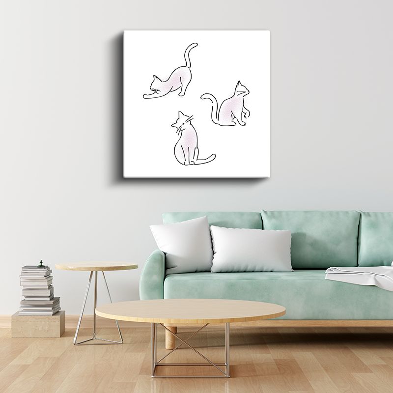 Minimalist Kediler - Zarif Çizgiler Kanvas Tablo