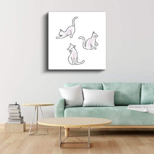 Minimalist Kediler - Zarif Çizgiler Kanvas Tablo