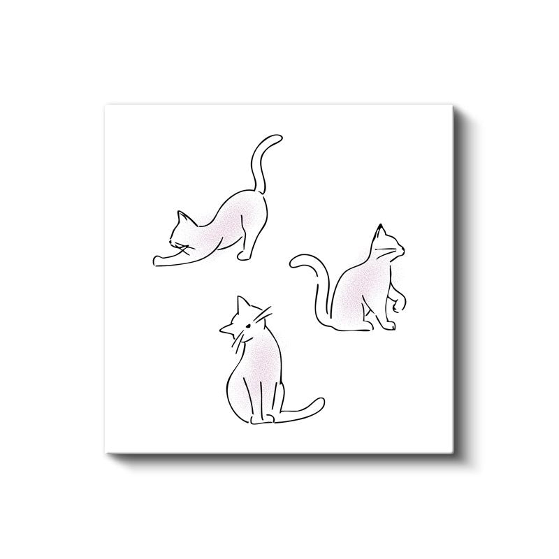 Minimalist Kediler - Zarif Çizgiler Kanvas Tablo