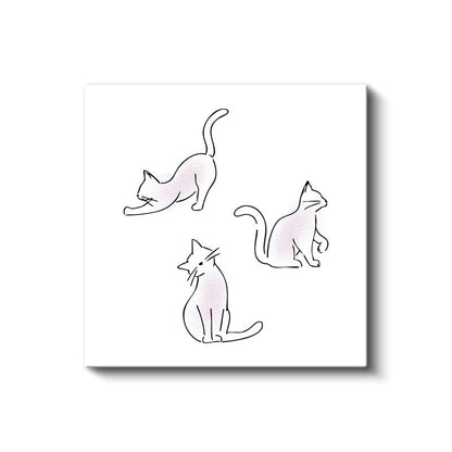 Minimalist Kediler - Zarif Çizgiler Kanvas Tablo