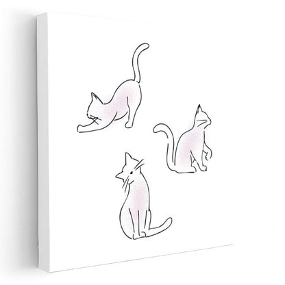 Minimalist Kediler - Zarif Çizgiler Kanvas Tablo