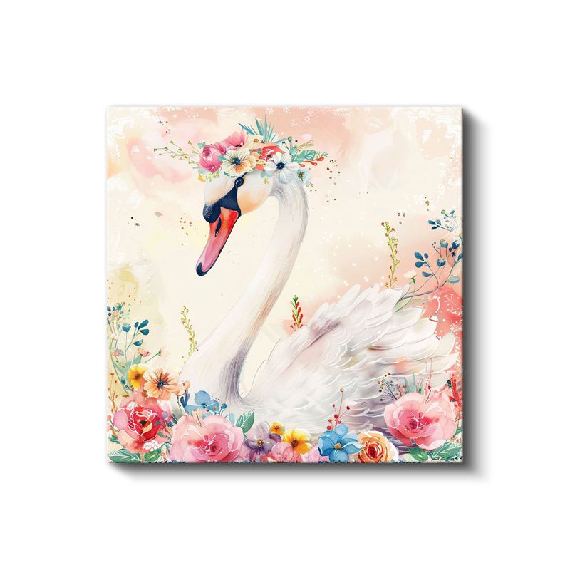 Çiçekli Kuğu - Romantik Masal Kahramanı Kanvas Tablo