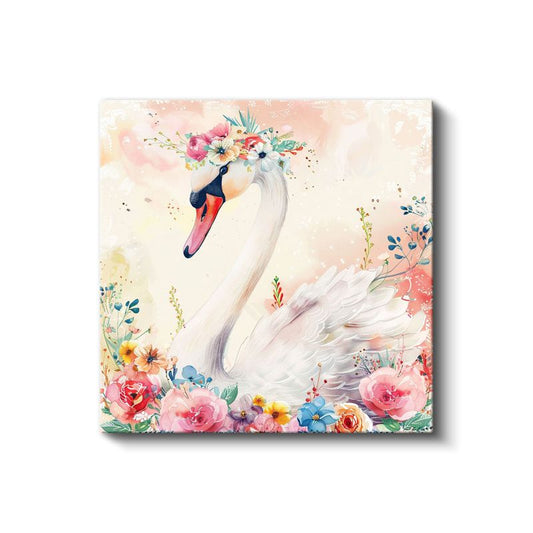 Çiçekli Kuğu - Romantik Masal Kahramanı Kanvas Tablo