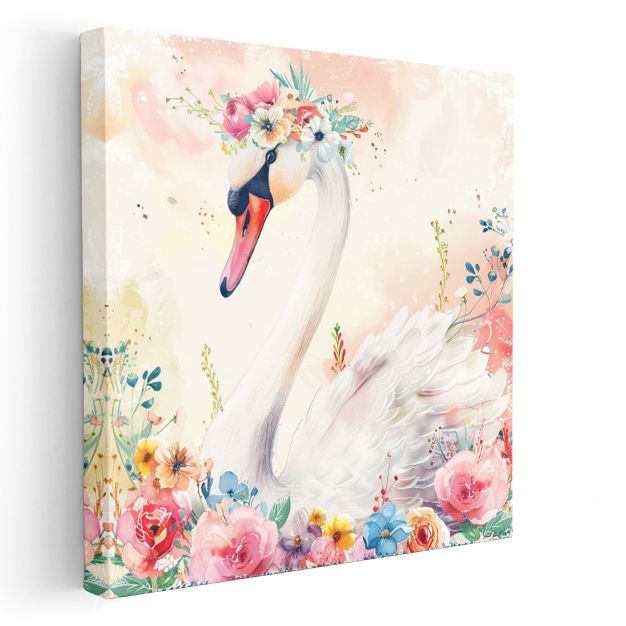 Çiçekli Kuğu - Romantik Masal Kahramanı Kanvas Tablo
