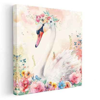 Çiçekli Kuğu - Romantik Masal Kahramanı Kanvas Tablo