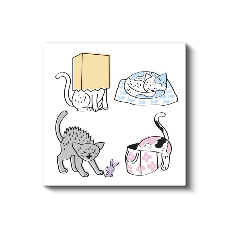 Yaramaz Kediler - Eğlenceli Pozlar Kanvas Tablo