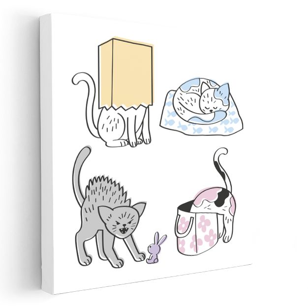 Yaramaz Kediler - Eğlenceli Pozlar Kanvas Tablo