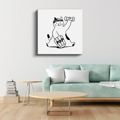 Sporcu Kedi - Sağlıklı Yaşam Kanvas Tablo