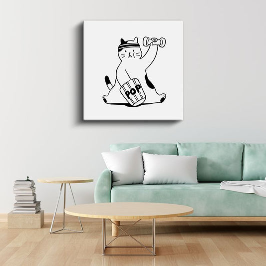 Sporcu Kedi - Sağlıklı Yaşam Kanvas Tablo