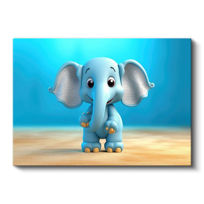 Mavi Fil Yavrusu - Sevimli Arkadaş Kanvas Tablo