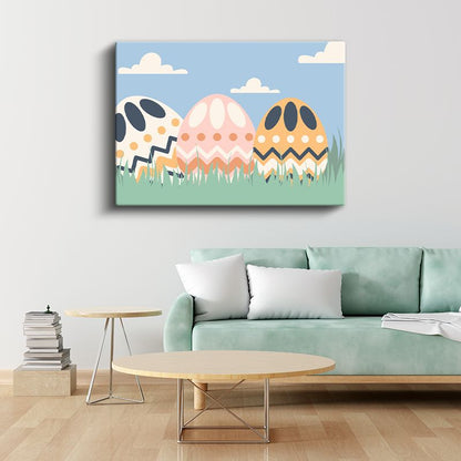 Paskalya Yumurtaları - Renkli Desenli Dekoratif Kanvas Tablo