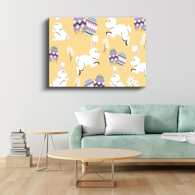 Neşeli Tavşanlar - Paskalya Temalı Sevimli Kanvas Tablo