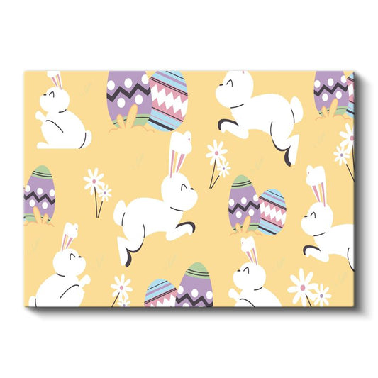 Neşeli Tavşanlar - Paskalya Temalı Sevimli Kanvas Tablo