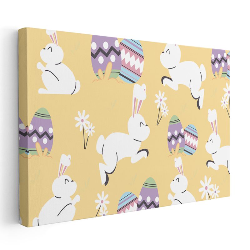 Neşeli Tavşanlar - Paskalya Temalı Sevimli Kanvas Tablo