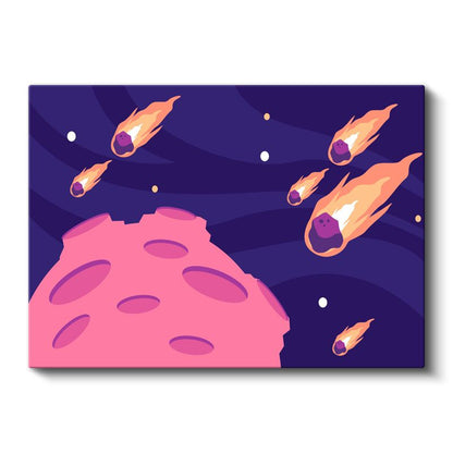 Uzay Macerası - Meteor ve Gezegen Temalı Kanvas Tablo