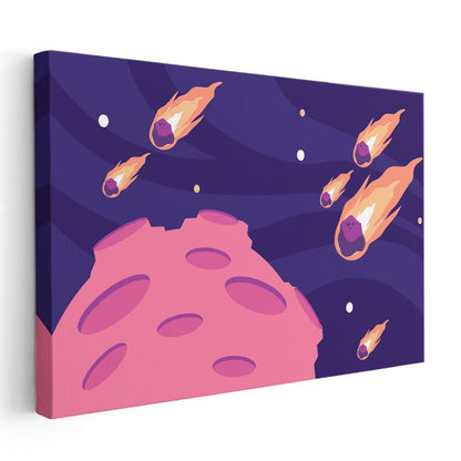 Uzay Macerası - Meteor ve Gezegen Temalı Kanvas Tablo