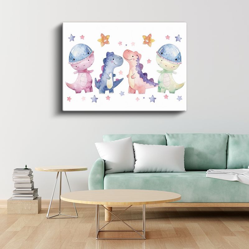 Sevimli Dinozorlar - Renkli Dekoratif Kanvas Tablo