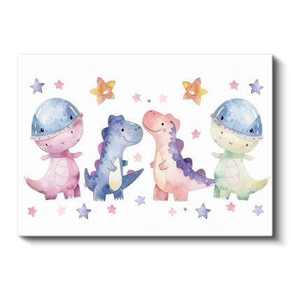 Sevimli Dinozorlar - Renkli Dekoratif Kanvas Tablo