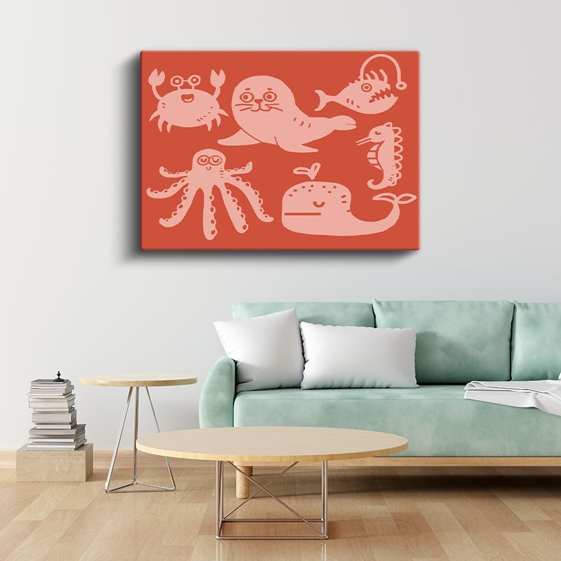 Deniz Canlıları - Eğlenceli Deniz Yaratıkları Kanvas Tablo