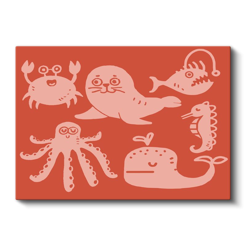 Deniz Canlıları - Eğlenceli Deniz Yaratıkları Kanvas Tablo