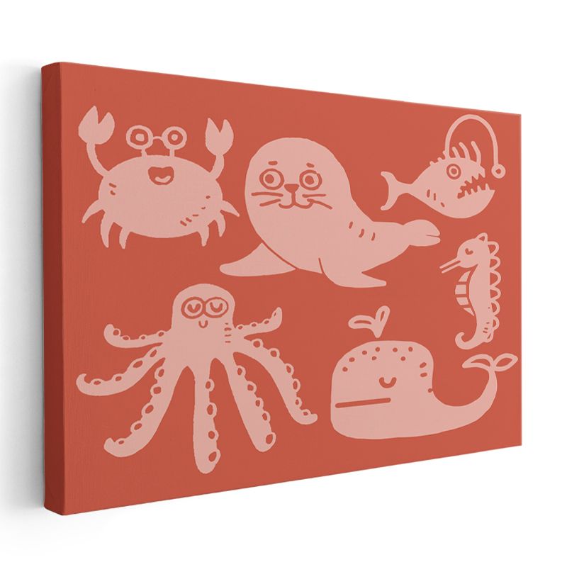 Deniz Canlıları - Eğlenceli Deniz Yaratıkları Kanvas Tablo