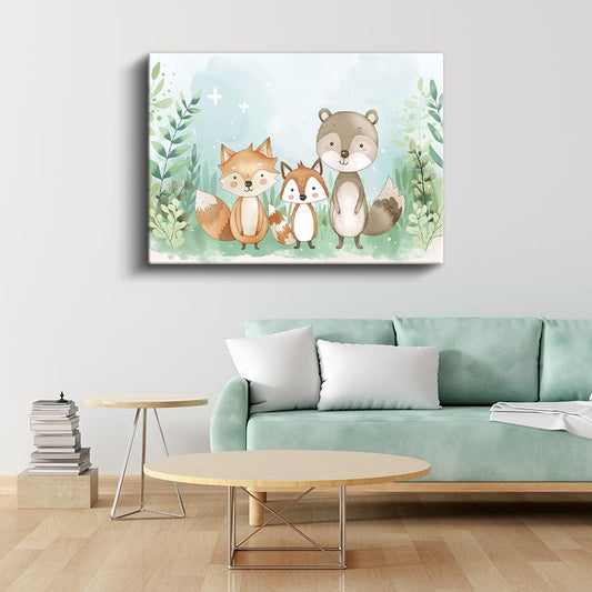 Orman Arkadaşları - Sevimli Hayvanlar Kanvas Tablo