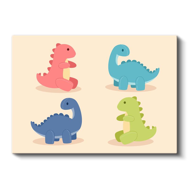 Renkli Dinozorlar - Eğlenceli Dekoratif Kanvas Tablo