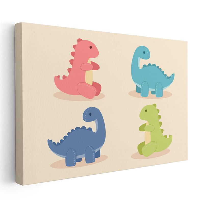 Renkli Dinozorlar - Eğlenceli Dekoratif Kanvas Tablo