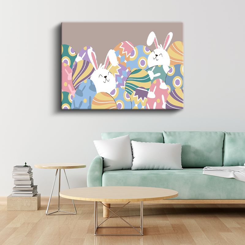 Paskalya Eğlencesi - Tavşanlar ve Yumurtalar Kanvas Tablo