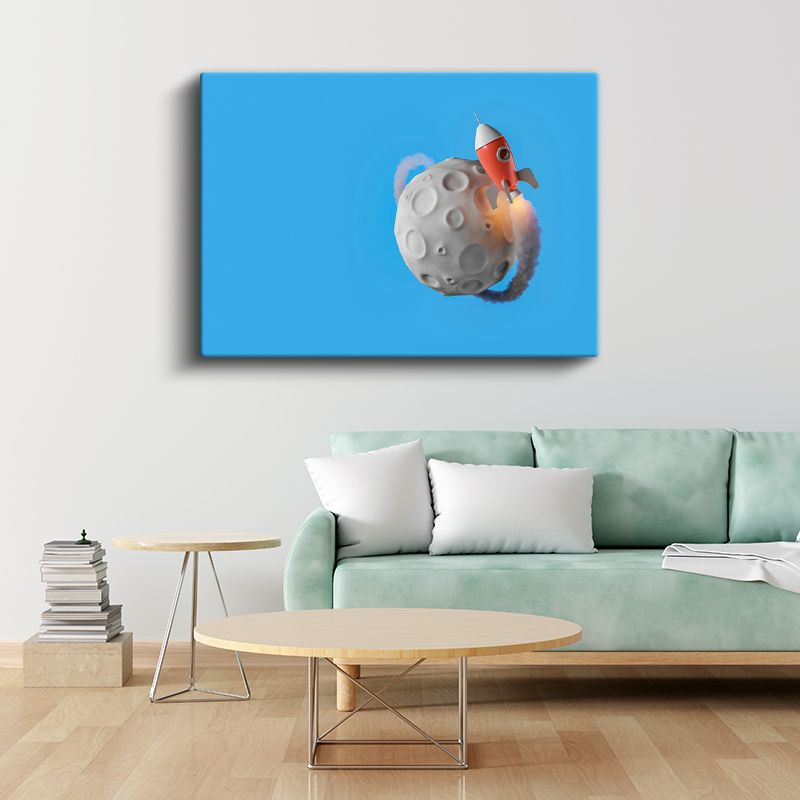 Uzay Roketi - Ay Yolculuğu Temalı Kanvas Tablo